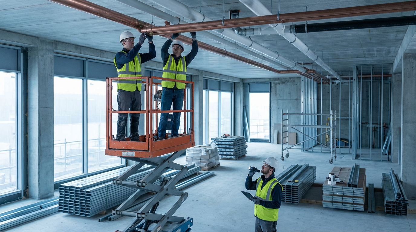 Commercial plumbing installation work for a Phoenix project